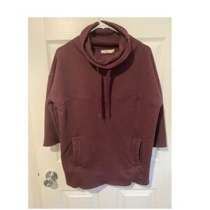 UGG Astrid Fleece Pullover Burgundy Poncho, Drawstring, Pockets, Size XS/S